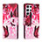 Coque Portefeuille Motif Fantaisie Livre Cuir Etui Clapet H02X pour Samsung Galaxy S22 Ultra 5G Rose Rouge