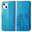 Coque Portefeuille Motif Fantaisie Livre Cuir Etui Clapet H03 pour Apple iPhone 13 Bleu