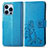 Coque Portefeuille Motif Fantaisie Livre Cuir Etui Clapet H03 pour Apple iPhone 13 Pro Bleu