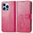 Coque Portefeuille Motif Fantaisie Livre Cuir Etui Clapet H03 pour Apple iPhone 13 Pro Rose Rouge