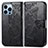 Coque Portefeuille Motif Fantaisie Livre Cuir Etui Clapet H07 pour Apple iPhone 13 Pro Max Noir
