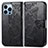 Coque Portefeuille Motif Fantaisie Livre Cuir Etui Clapet H07 pour Apple iPhone 14 Pro Max Noir