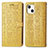 Coque Portefeuille Motif Fantaisie Livre Cuir Etui Clapet H11 pour Apple iPhone 13 Jaune