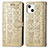 Coque Portefeuille Motif Fantaisie Livre Cuir Etui Clapet H11 pour Apple iPhone 13 Or