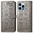 Coque Portefeuille Motif Fantaisie Livre Cuir Etui Clapet H12 pour Apple iPhone 14 Pro Gris