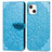 Coque Portefeuille Motif Fantaisie Livre Cuir Etui Clapet H13 pour Apple iPhone 13 Bleu