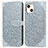 Coque Portefeuille Motif Fantaisie Livre Cuir Etui Clapet H13 pour Apple iPhone 13 Gris