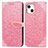 Coque Portefeuille Motif Fantaisie Livre Cuir Etui Clapet H13 pour Apple iPhone 13 Or Rose