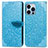 Coque Portefeuille Motif Fantaisie Livre Cuir Etui Clapet H13 pour Apple iPhone 13 Pro Bleu