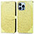 Coque Portefeuille Motif Fantaisie Livre Cuir Etui Clapet H13 pour Apple iPhone 13 Pro Jaune