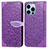 Coque Portefeuille Motif Fantaisie Livre Cuir Etui Clapet H13 pour Apple iPhone 13 Pro Max Violet