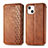 Coque Portefeuille Motif Fantaisie Livre Cuir Etui Clapet H15 pour Apple iPhone 13 Marron