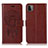 Coque Portefeuille Motif Fantaisie Livre Cuir Etui Clapet JX1 pour Samsung Galaxy A22 5G Marron