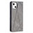 Coque Portefeuille Motif Fantaisie Livre Cuir Etui Clapet L04 pour Apple iPhone 13 Gris Petit