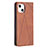 Coque Portefeuille Motif Fantaisie Livre Cuir Etui Clapet L04 pour Apple iPhone 13 Marron Petit