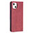 Coque Portefeuille Motif Fantaisie Livre Cuir Etui Clapet L04 pour Apple iPhone 13 Rouge Petit