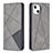 Coque Portefeuille Motif Fantaisie Livre Cuir Etui Clapet L04 pour Apple iPhone 15 Gris