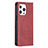 Coque Portefeuille Motif Fantaisie Livre Cuir Etui Clapet L04 pour Apple iPhone 15 Pro Rouge Petit