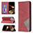 Coque Portefeuille Motif Fantaisie Livre Cuir Etui Clapet L04 pour Apple iPhone 15 Pro Rouge Petit