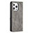 Coque Portefeuille Motif Fantaisie Livre Cuir Etui Clapet L04 pour Apple iPhone 16 Pro Max Gris Petit