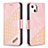 Coque Portefeuille Motif Fantaisie Livre Cuir Etui Clapet L05 pour Apple iPhone 13 Mini Or Rose