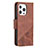 Coque Portefeuille Motif Fantaisie Livre Cuir Etui Clapet L05 pour Apple iPhone 14 Pro Marron Petit