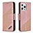 Coque Portefeuille Motif Fantaisie Livre Cuir Etui Clapet L05 pour Apple iPhone 14 Pro Max Or Rose