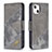 Coque Portefeuille Motif Fantaisie Livre Cuir Etui Clapet L05 pour Apple iPhone 15 Gris