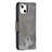 Coque Portefeuille Motif Fantaisie Livre Cuir Etui Clapet L05 pour Apple iPhone 15 Gris Petit