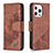 Coque Portefeuille Motif Fantaisie Livre Cuir Etui Clapet L05 pour Apple iPhone 15 Pro Max Marron