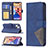 Coque Portefeuille Motif Fantaisie Livre Cuir Etui Clapet L06 pour Apple iPhone 13 Bleu Petit