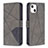 Coque Portefeuille Motif Fantaisie Livre Cuir Etui Clapet L06 pour Apple iPhone 13 Gris