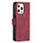 Coque Portefeuille Motif Fantaisie Livre Cuir Etui Clapet L06 pour Apple iPhone 14 Pro Max Rouge Petit