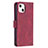 Coque Portefeuille Motif Fantaisie Livre Cuir Etui Clapet L06 pour Apple iPhone 14 Rouge Petit