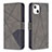 Coque Portefeuille Motif Fantaisie Livre Cuir Etui Clapet L06 pour Apple iPhone 15 Gris