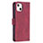 Coque Portefeuille Motif Fantaisie Livre Cuir Etui Clapet L06 pour Apple iPhone 15 Rouge Petit