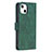 Coque Portefeuille Motif Fantaisie Livre Cuir Etui Clapet L06 pour Apple iPhone 15 Vert Petit