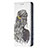 Coque Portefeuille Motif Fantaisie Livre Cuir Etui Clapet pour Apple iPhone 14 Plus Gris Petit