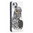 Coque Portefeuille Motif Fantaisie Livre Cuir Etui Clapet pour Apple iPhone 14 Plus Gris Petit