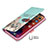 Coque Portefeuille Motif Fantaisie Livre Cuir Etui Clapet pour Apple iPhone 15 Cyan Petit