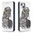 Coque Portefeuille Motif Fantaisie Livre Cuir Etui Clapet pour Apple iPhone 15 Gris