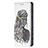 Coque Portefeuille Motif Fantaisie Livre Cuir Etui Clapet pour Apple iPhone 15 Plus Gris Petit