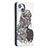 Coque Portefeuille Motif Fantaisie Livre Cuir Etui Clapet pour Apple iPhone 15 Plus Gris Petit