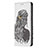 Coque Portefeuille Motif Fantaisie Livre Cuir Etui Clapet pour Apple iPhone 15 Pro Gris Petit