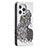 Coque Portefeuille Motif Fantaisie Livre Cuir Etui Clapet pour Apple iPhone 15 Pro Gris Petit