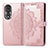 Coque Portefeuille Motif Fantaisie Livre Cuir Etui Clapet pour Huawei Honor 80 5G Or Rose