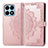 Coque Portefeuille Motif Fantaisie Livre Cuir Etui Clapet pour Huawei Honor X8a 4G Or Rose