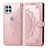 Coque Portefeuille Motif Fantaisie Livre Cuir Etui Clapet pour Motorola Moto G100 5G Or Rose