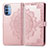 Coque Portefeuille Motif Fantaisie Livre Cuir Etui Clapet pour Motorola Moto G31 Or Rose