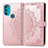 Coque Portefeuille Motif Fantaisie Livre Cuir Etui Clapet pour Motorola Moto G71 5G Or Rose